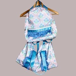 Floral Dance Backpack and Tote Set with Bow Print And Ruffles